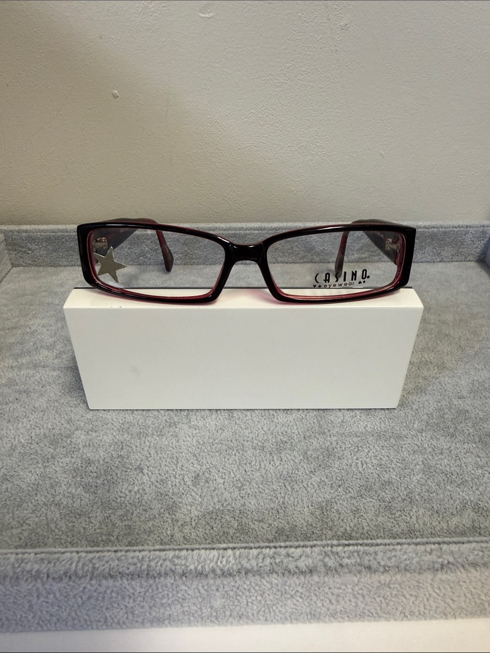 NWT Ideal Optics Casino Molly Retro 90’s Rectangular Glasses Black Dark Red